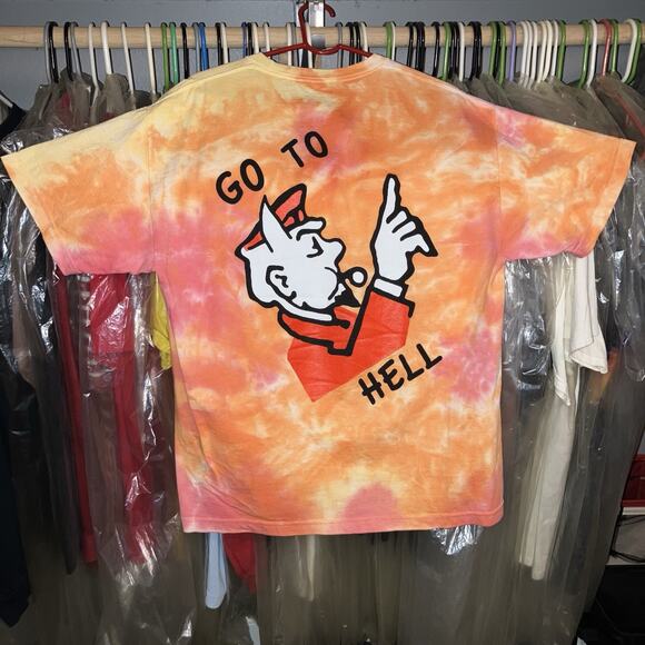 Superrradical Red / Orange Tie Dye XL Size Go To Hell T Shirt Rare Colorway Used - Picture 1 of 5